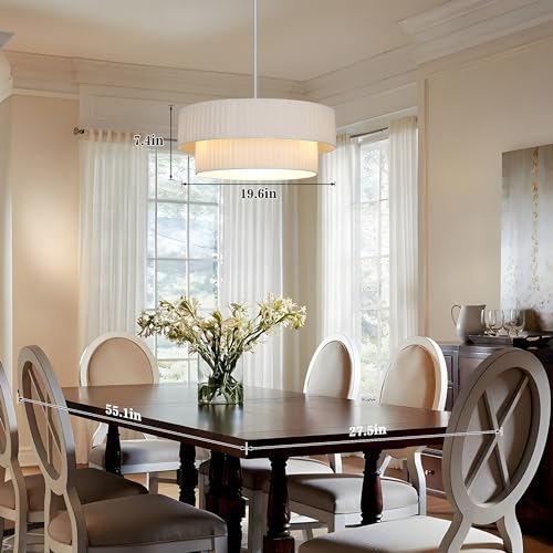 Modern 3-Light Drum Chandelier with Fabric Lampshades