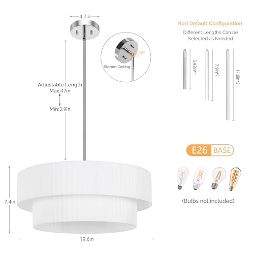Modern 3-Light Drum Chandelier with Fabric Lampshades