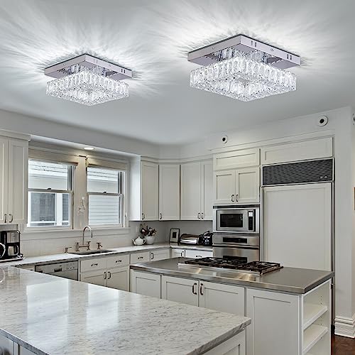 Mini Crystal Chandelier Flush Mount LED Ceiling Light