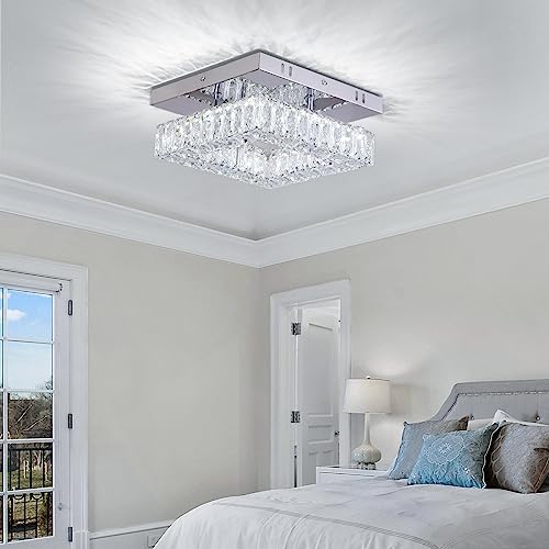 Mini Crystal Chandelier Flush Mount LED Ceiling Light