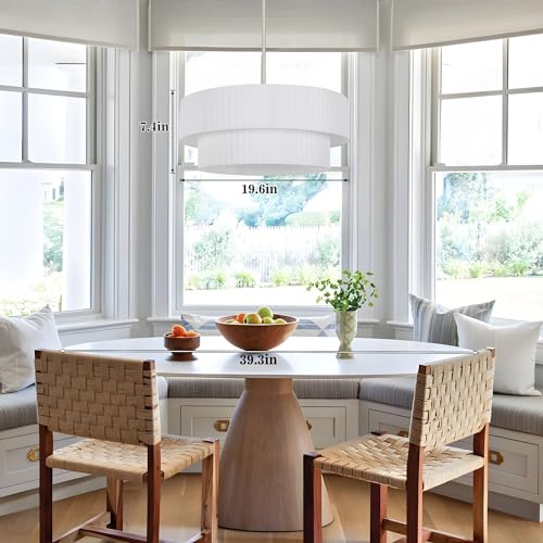 Modern 3-Light Drum Chandelier with Fabric Lampshades