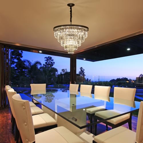 Black Crystal Chandelier 12-Light Modern Luxury Light