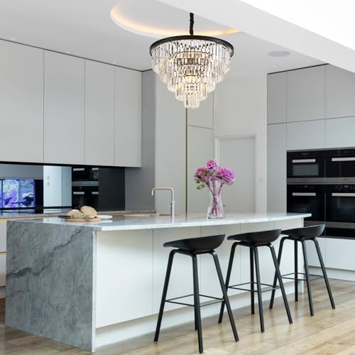 Black Crystal Chandelier 12-Light Modern Luxury Light