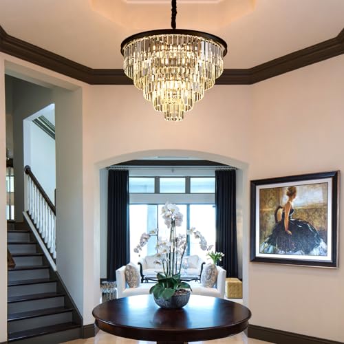 Black Crystal Chandelier 12-Light Modern Luxury Light