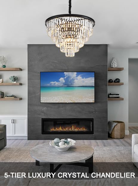 Black Crystal Chandelier 12-Light Modern Luxury Light