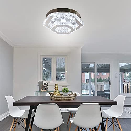 CXGLEAMING LED Crystal Chandelier Ceiling Light - 6500K