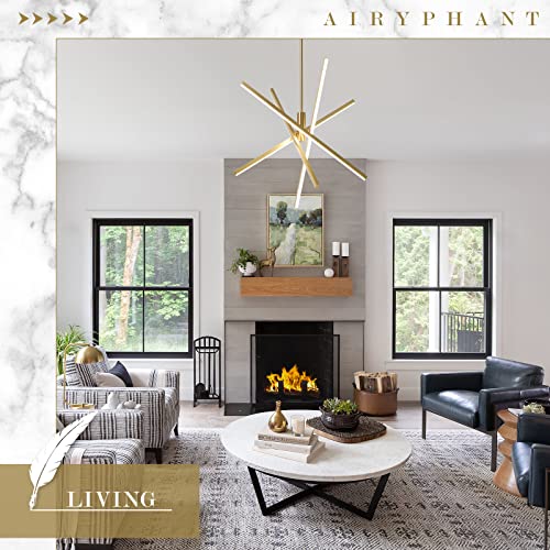 Gold Modern LED Chandelier, Dimmable 4 Lights Pendant