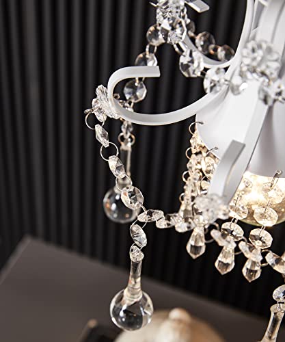 Mini Crystal Chandelier Pendant Light in White, 1-Light