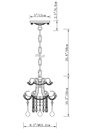 Mini Crystal Chandelier Pendant Light in White, 1-Light
