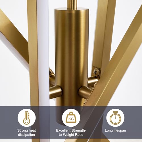 Gold Modern LED Chandelier, Dimmable 4 Lights Pendant