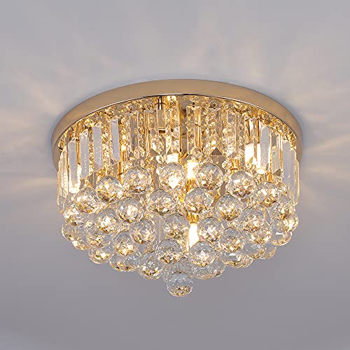 Mini Crystal Chandelier Ceiling Light, Modern Round K9 Crystal