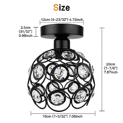 Zevnico Black Mini Crystal Chandelier Ceiling Light
