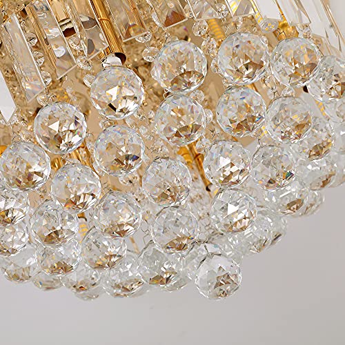 Mini Crystal Chandelier Ceiling Light, Modern Round K9 Crystal
