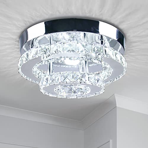 diisunbihuo Modern Crystal Two-Layer Chandelier LED Ceiling Light