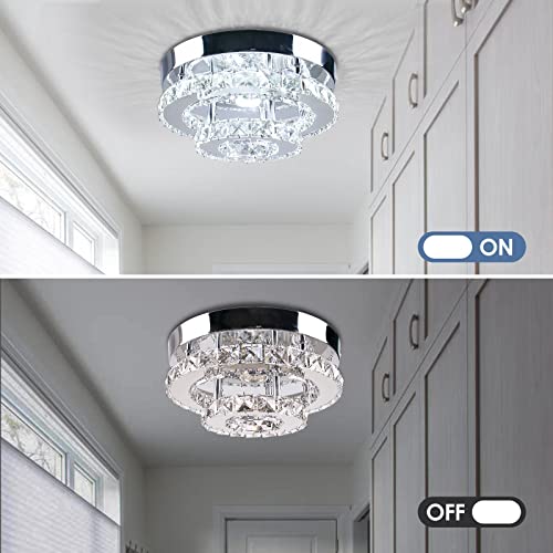diisunbihuo Modern Crystal Two-Layer Chandelier LED Ceiling Light
