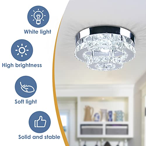 diisunbihuo Modern Crystal Two-Layer Chandelier LED Ceiling Light