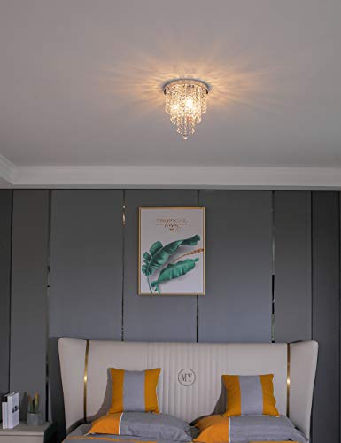 Crystal Chandelier for Bedroom, Living Room, Hallway (Round 3 Lights)