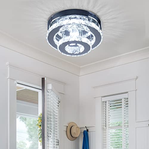 diisunbihuo Modern Crystal Two-Layer Chandelier LED Ceiling Light