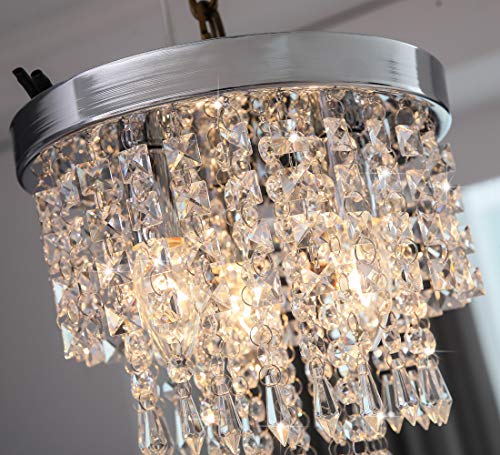 Crystal Chandelier for Bedroom, Living Room, Hallway (Round 3 Lights)