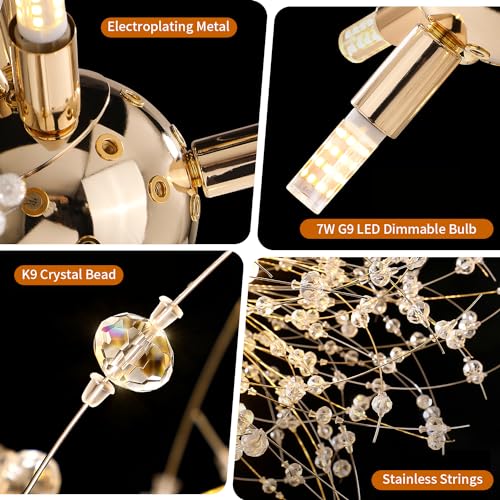 Modern Dandelion Firework Crystal Chandelier - 12 Light