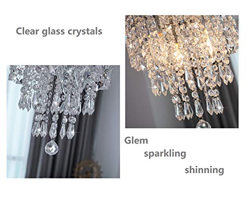 Crystal Chandelier for Bedroom, Living Room, Hallway (Round 3 Lights)