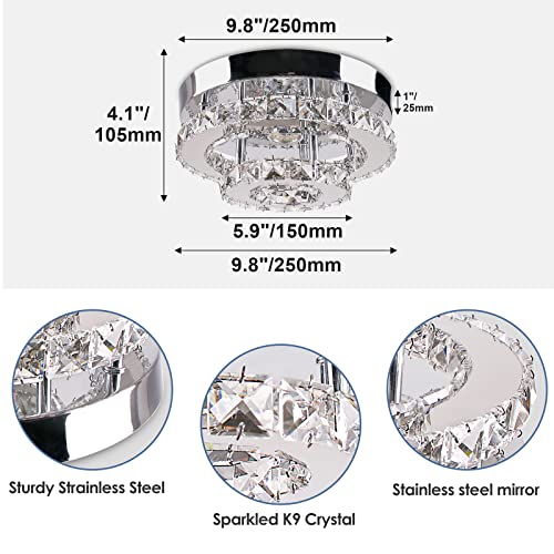 diisunbihuo Modern Crystal Two-Layer Chandelier LED Ceiling Light