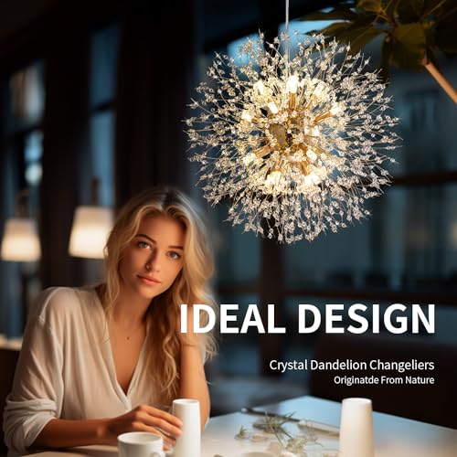 Modern Dandelion Firework Crystal Chandelier - 12 Light