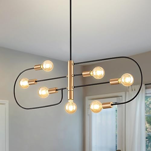 VIOLOEMI Modern Black & Gold 7-Light Chandelier