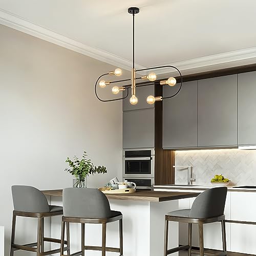 VIOLOEMI Modern Black & Gold 7-Light Chandelier