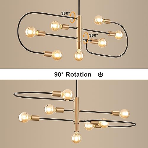 VIOLOEMI Modern Black & Gold 7-Light Chandelier