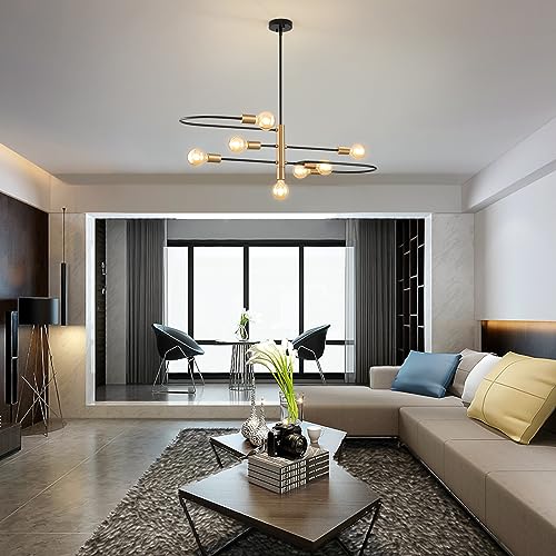VIOLOEMI Modern Black & Gold 7-Light Chandelier