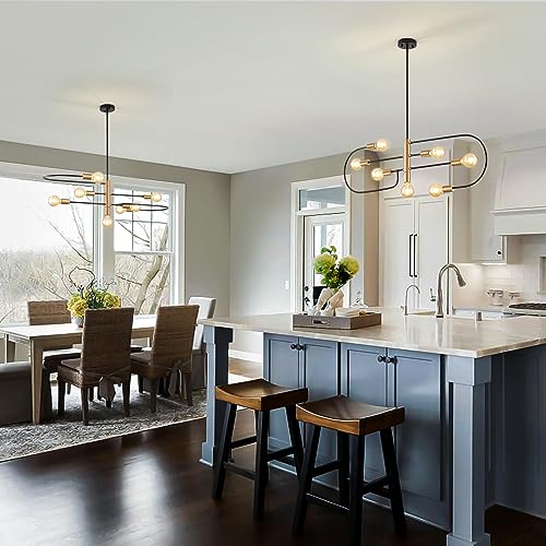 VIOLOEMI Modern Black & Gold 7-Light Chandelier