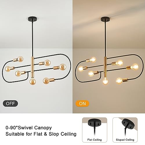 VIOLOEMI Modern Black & Gold 7-Light Chandelier