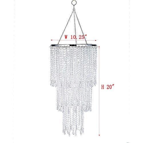 Chrome Beaded Hanging Chandelier with Acrylic Jewel Droplets