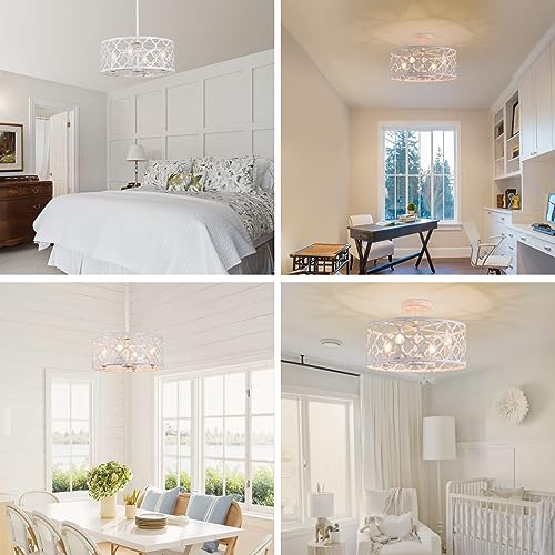 Bargeni Farmhouse Chandelier, 15 inch, 4-Light, Antique White