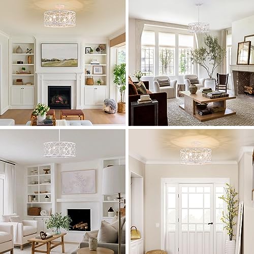 Bargeni Farmhouse Chandelier, 15 inch, 4-Light, Antique White