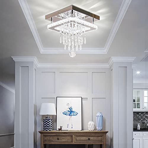 Square Crystal Chandelier LED Flush Mount Light