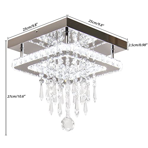 Square Crystal Chandelier LED Flush Mount Light