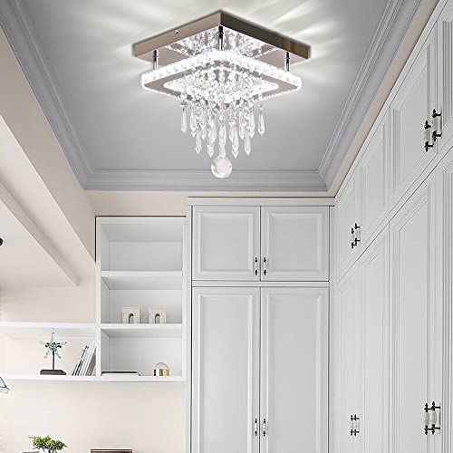 Square Crystal Chandelier LED Flush Mount Light