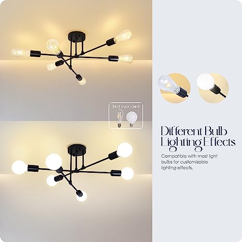 Mid Century Sputnik Chandelier Ceiling Light - 6-Light