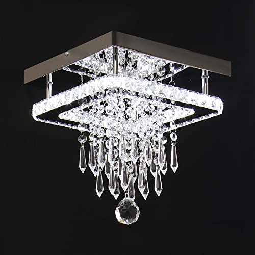 Square Crystal Chandelier LED Flush Mount Light