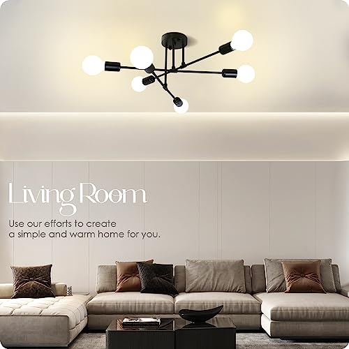 Mid Century Sputnik Chandelier Ceiling Light - 6-Light