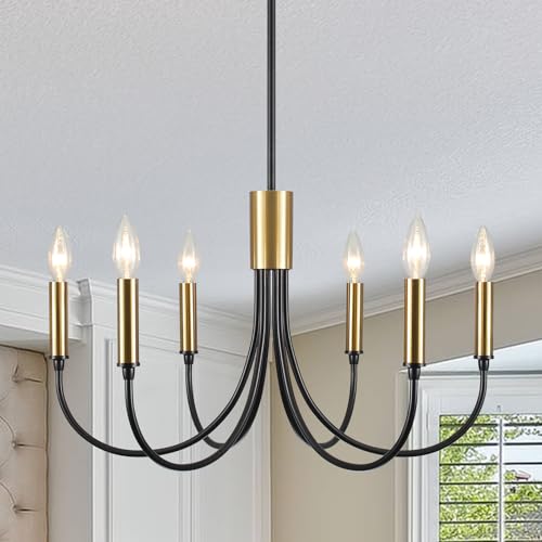 Large black gold farmhouse chandelier for dining and kitchen