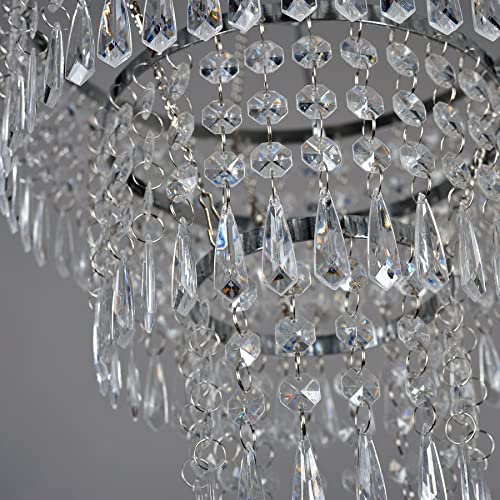 Gold Frame Plug in Faux Crystal Beaded Chandelier