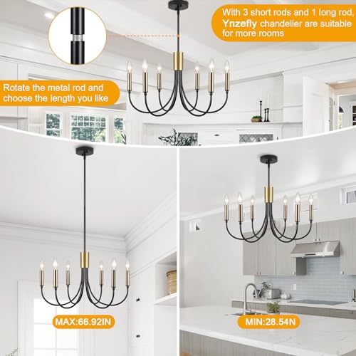 Large black gold farmhouse chandelier for dining and kitchen