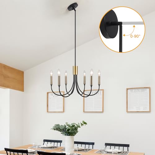 Large black gold farmhouse chandelier for dining and kitchen