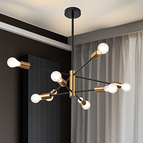 SineRise Modern Sputnik Black and Gold Chandelier