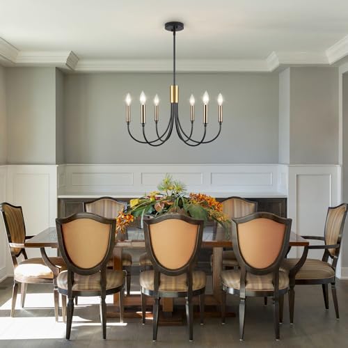 Large black gold farmhouse chandelier for dining and kitchen