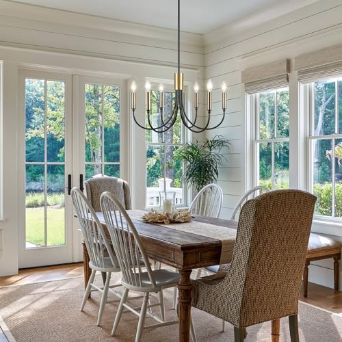 Large black gold farmhouse chandelier for dining and kitchen