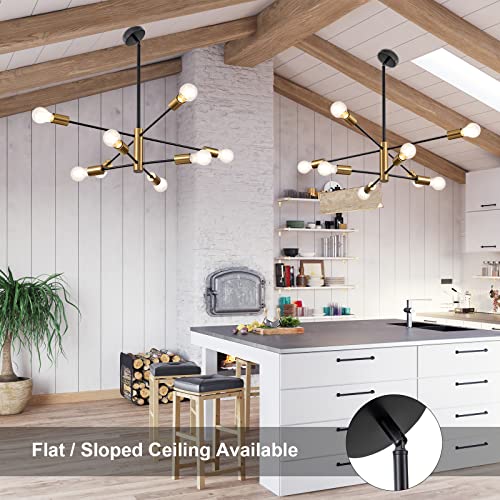 SineRise Modern Sputnik Black and Gold Chandelier